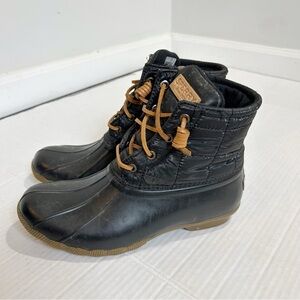 Sperry Saltwater Quilted Duck Boots Size 8 Black Snow Boots
